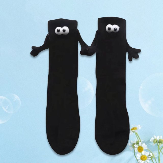 Calcetines Muñeca 3D Pareja Muñeca de mano de moda para viajar Negro