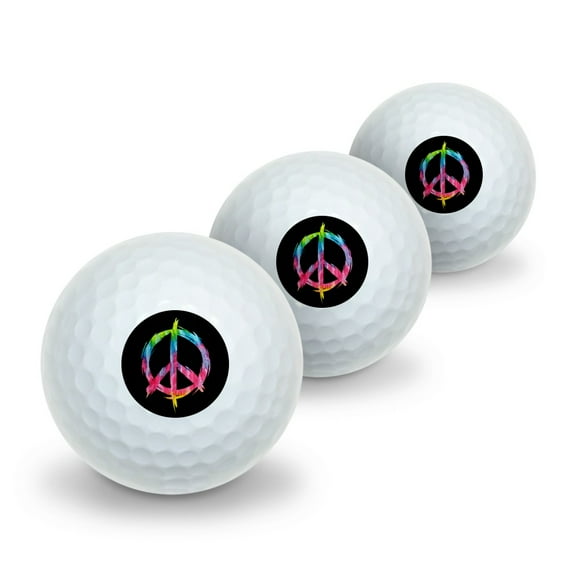 Tie Dye Peace Sign Novelty Golf Balls 3 Pack