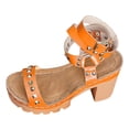 thumbnail image 5 of Rokment Womens Punk Studded Platform Chunky Block Heeled Dressy Sandals 2026 Trendy Casual Leather Ankle Strap Comfortable Arch Support Strappy Dress Summer Shoes Orange Size 9.5, 5 of 6