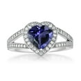 thumbnail image 2 of Gem Stone King 925 Sterling Silver Blue Iolite and White Moissanite Ring for Women (1.96 Cttw, Gemstone Birthstone, Heart Shape 8MM, Available in Size 5,6,7,8,9), 2 of 4