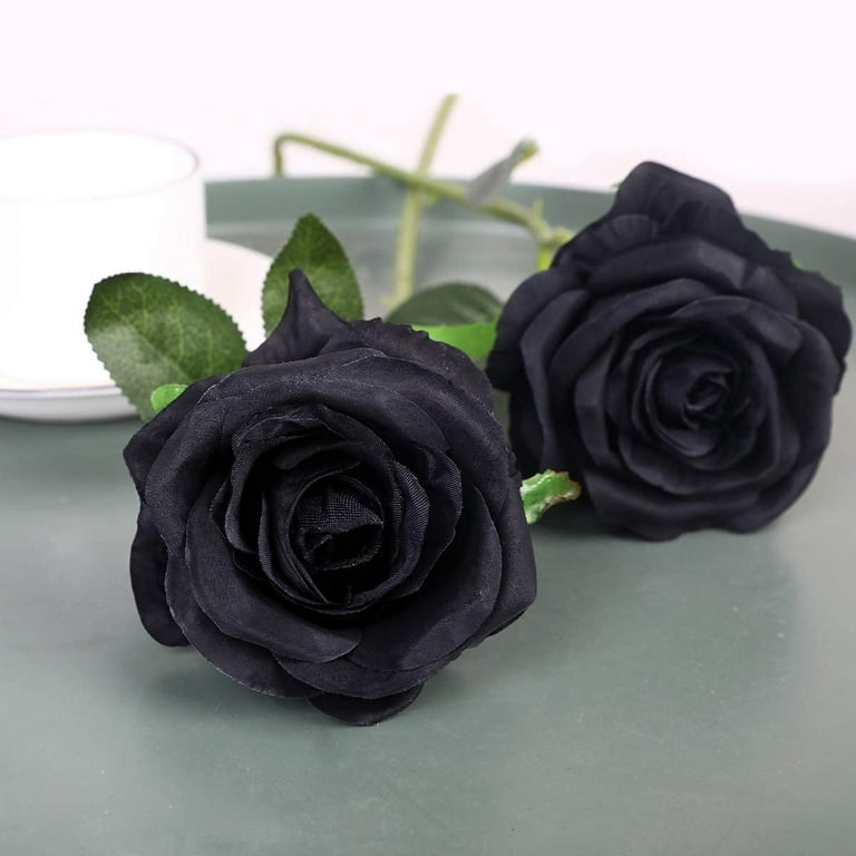 Funnyfairye 12pcs Halloween Decorations Black Flowers, Artificial Black Roses, for Wedding Party Office Home Decor (Black), Infant Girl's, Size: One