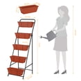 thumbnail image 2 of Outdoor 5-Tier Planter Rack with Drainage Holes and Removable Tray Brick Red Metal, 2 of 6