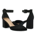 thumbnail image 2 of Pennysue Women's Closed Pointed Toe Low Chunky Heels Pumps Black Suede Ankle Strap Wedding Business Dressy Shoes Size 8, 2 of 6