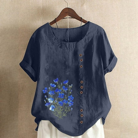 Qhnvtd White Tank Womens Tank Tops Summer Casual Sherpa Pullover Women Plaid Cropped Hoodie Women Casual Cotton And Linen Top Printed Short Sleeve Button Tunic T-shirt Blouse Tops Navy
