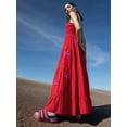 thumbnail image 4 of Women Embroidered Maxi Dress Sleeveless Smocked Flowy Sundress Boho Summer Long Dresses Beach Vocation Red XL, 4 of 6