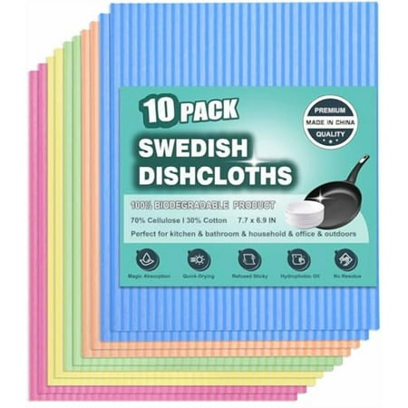 10 Packs Swedish Dishcloths for Kitchen,Reusable Kitchen Dishcloths Compostable Cellulose Dish Clothes for Household Use