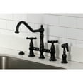 thumbnail image 2 of Kingston Brass KS3270BEXBS Essex Two-Handle 4-Hole Deck Mount Bridge Kitchen Faucet with Brass Side Sprayer in Matte Black, 2 of 8
