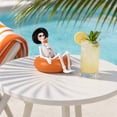 thumbnail image 5 of Halloween Summerween Tabletop Decor - Benson Skeleton in Orange Pool Float Sipping Cocktail Resin Figurine, 5 of 6