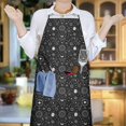 thumbnail image 6 of Black White Gothic Sun Moon Pattern Apron-Garden Aprons for Women with Pockets-Cotton Linen Waterproof Kitchen Cooking Gardening Aprons Adjustable for Kitchen,Cooking,BBQ and Salon 33x27 Inch, 6 of 7