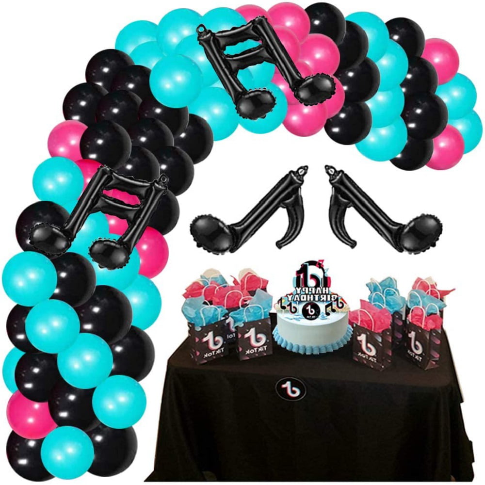 Balloon Arch Wreath Kit Etc Party Supplies Perfect for Men and Women Birthday Party Birthday Poster Background 80 Pack Music Themed Birthday Party Decorations Including Colorful Lighting Strings