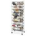 Mainstays 10 Tier 60 Pair Metal and Mesh Rolling Shoe Rack