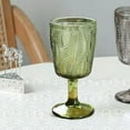 thumbnail image 5 of Fiocias Wine Glass Goblet Embossment Texture Beverage Glasses Wine Liqueur Cup for Party Green, 5 of 9