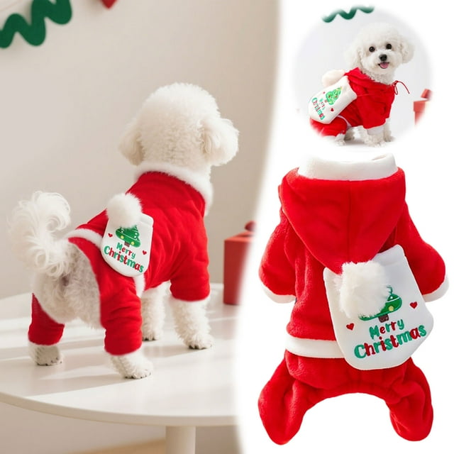 Festive Pet Christmas Flannel Lined Four Legged Outfit For Dogs And Cats Transform Into Santa's Little Helper