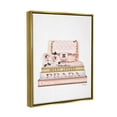 thumbnail image 4 of Stupell Industries Pink Purse Gold Bookstack Glam Fashion Watercolor Design Jet Black Framed Floating Canvas Wall Art, 24x30, by Amanda Greenwood, 4 of 5