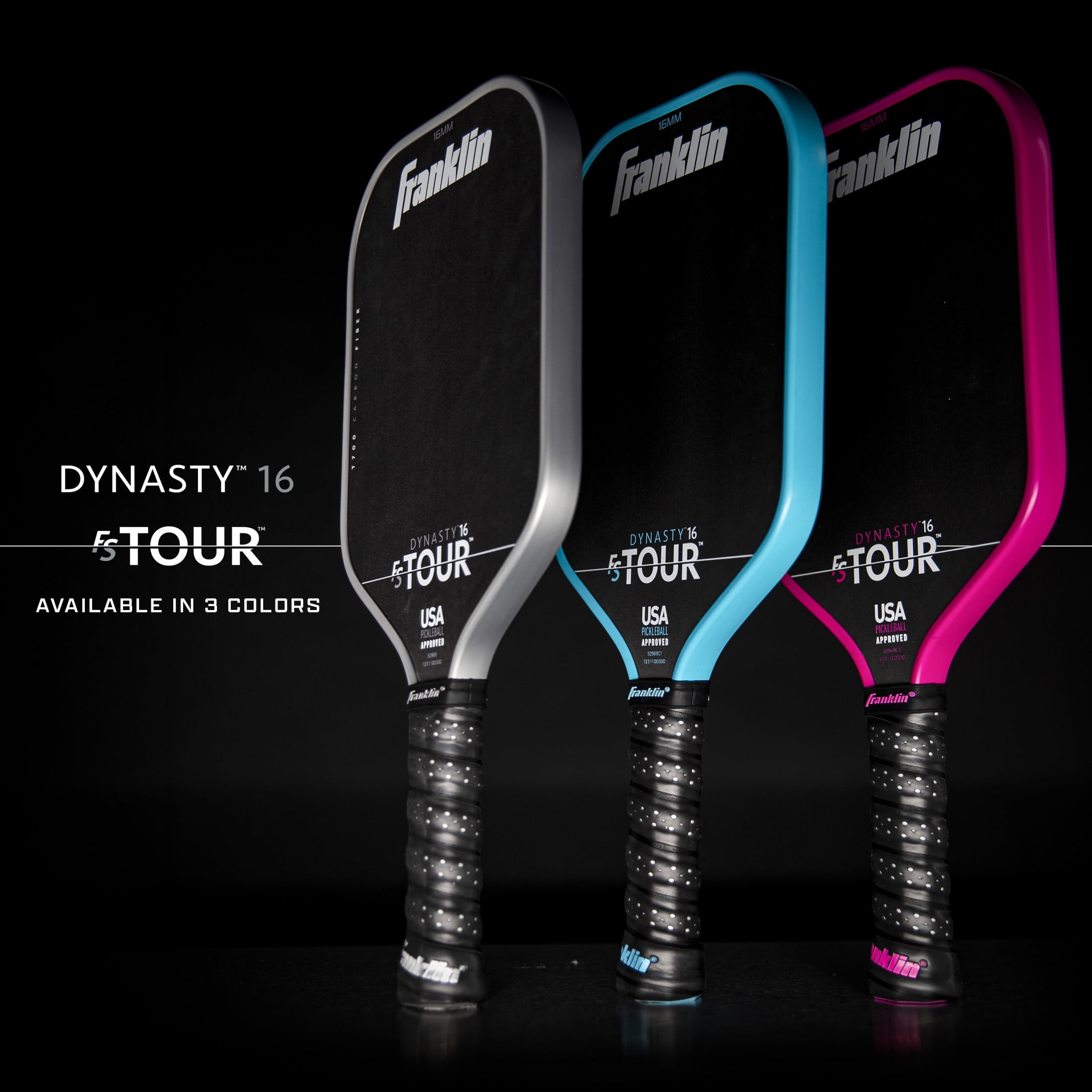 Franklin Sports Pro Pickleball Paddles - FS Tour Series Carbon Fiber Pickleball Paddles - Official USA Pickleball (USAPA) Approved Paddles - Dynasty Pro Player Paddle - 16mm Polymer Core - Blue