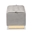 thumbnail image 5 of Baxton Studio Powell Glam and Luxe Grey Velvet Fabric Upholstered and Gold PU Leather Storage Ottoman, 5 of 10