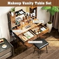 thumbnail image 3 of TC-HOMENY Makeup Vanity Table Set with Power Station, Dressing Table w/ Mirror & 2 Drawers, Vanity Desk for Bedroom, dressing room, Wooden, 3 of 10