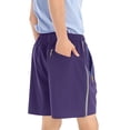 thumbnail image 6 of Kvture Mens Running Shorts with Zipper Pockets Elastic Waist Athletic Workout Short Pants Breathable Gym Clothes Summer Purple L, 6 of 7