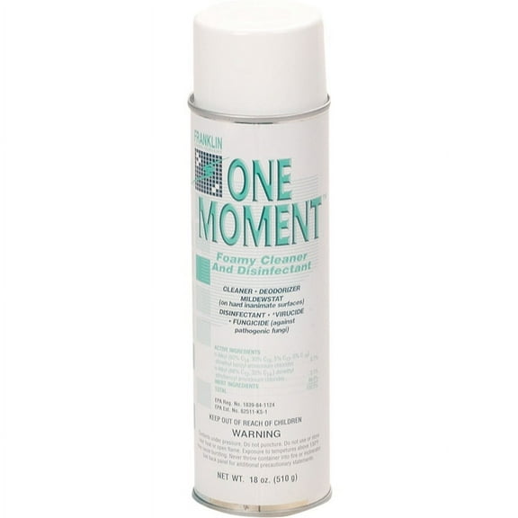 Franklin Cleaning 1 Moment Foamy Cleaner/Disinfectant - Ready-To-Use Aerosol, Spray - 18 fl oz (0.6 quart) - Citrus Scent - 12 / Carton - Clear | Bundle of 5 Cartons