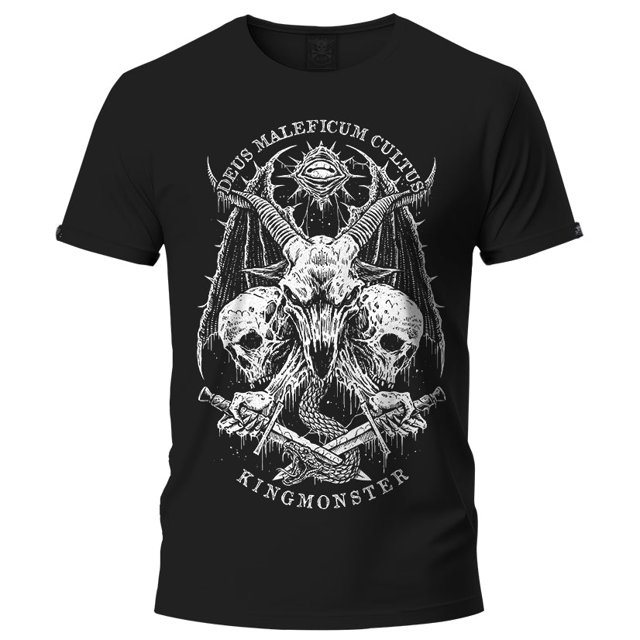 Playera Negra Manga Corta Extra Grande Deus Maleficum