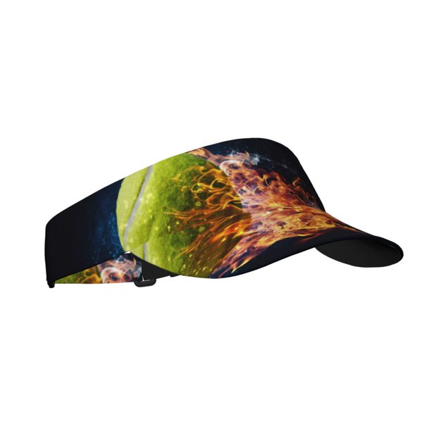 Fotbe Tennis Ball In Fire1 Visera Deportiva con Diseño, Gorra Abierta Ajustable de Algodón para Mujer y Hombre
