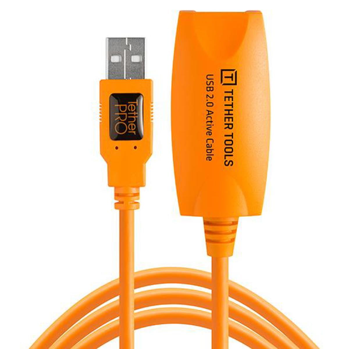 Tether Tools Pro 16' USB 2.0 Active Extension Cable, High-Visibility, Orange