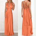 thumbnail image 4 of NXMZXB Dresses for Bridesmaids,Wedding Guest Dresses for Women,Plus Size Wrap Dress Long Maxi Convertible Multiway Dress Orange M, 4 of 9