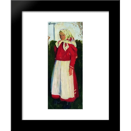 Dunya in red 20x24 Framed Art Print by Boris Kustodiev