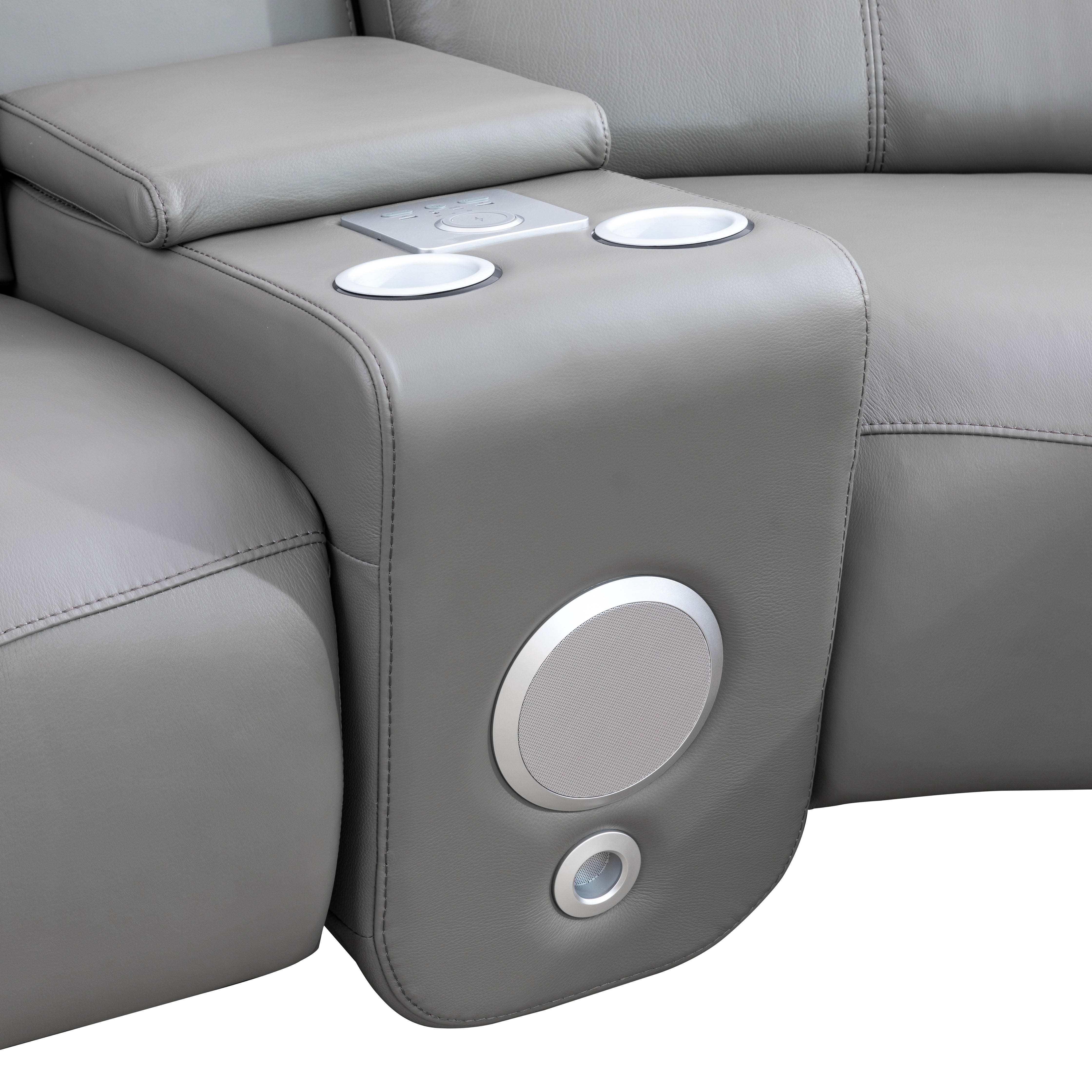 MAYEERTY Power Reclining Modular L-Shaped Sectional Sofa, Leather Recliner with Bluetooth Speaker & USB Charging for Living Room