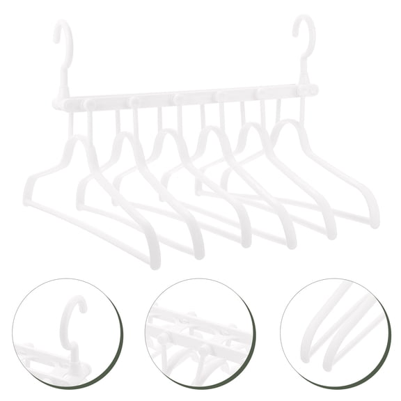 COMPUKAS White Plastic Rolling Hanging Clothes Rack Foldable Storage Hanger Organizer 1 Set