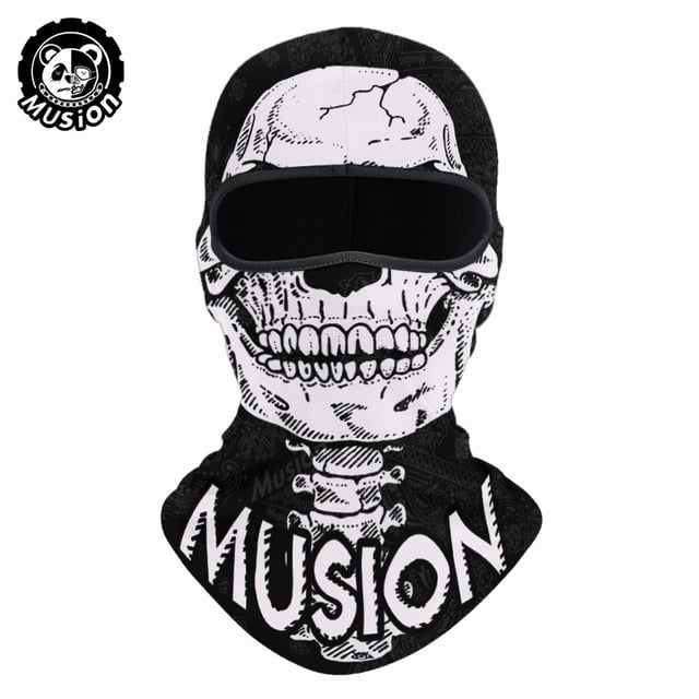 Musion Balaclava Helmet Liner Full Face Mask Skull Print Moto Topeng Muka Rider for Cycling and Riding Motorcycle Musion Skeleton2