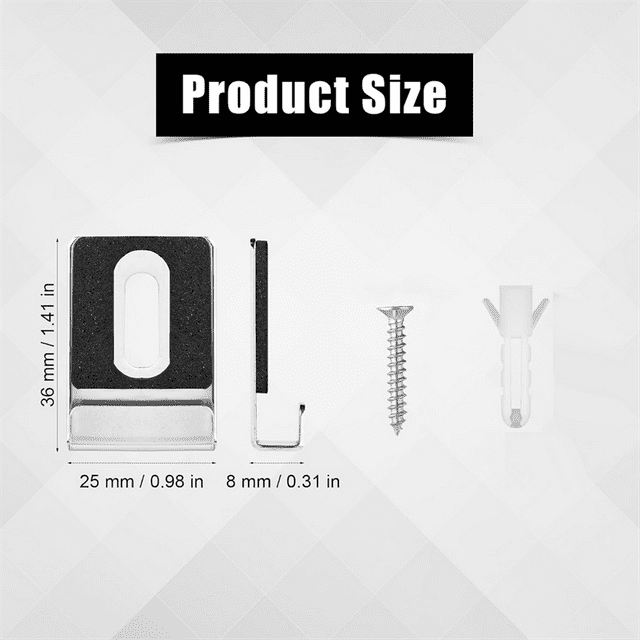 Kit de Support de Miroir en Métal 8 Pcs, Clips de Miroir avec Vis, Tampons en Caoutchouc, Crochets de Miroir, Support de Miroir Robuste, Matériel Argenté
