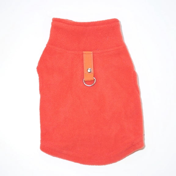 dgysar Dog Fleece Jacket with Harness Hole Warm Pet Coat Soft Puppy Clothes for Small Medium Dogs Winter Outdoor Walking Gear Orange XL