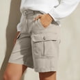 thumbnail image 6 of Frostluinai Cargr Shorts for Womens with Pocket Elastic Waist Baggy Bermuda Shorts Lightweight Hiking Ourdoor Shorts Pantalones Rectos Beige XL, 6 of 10