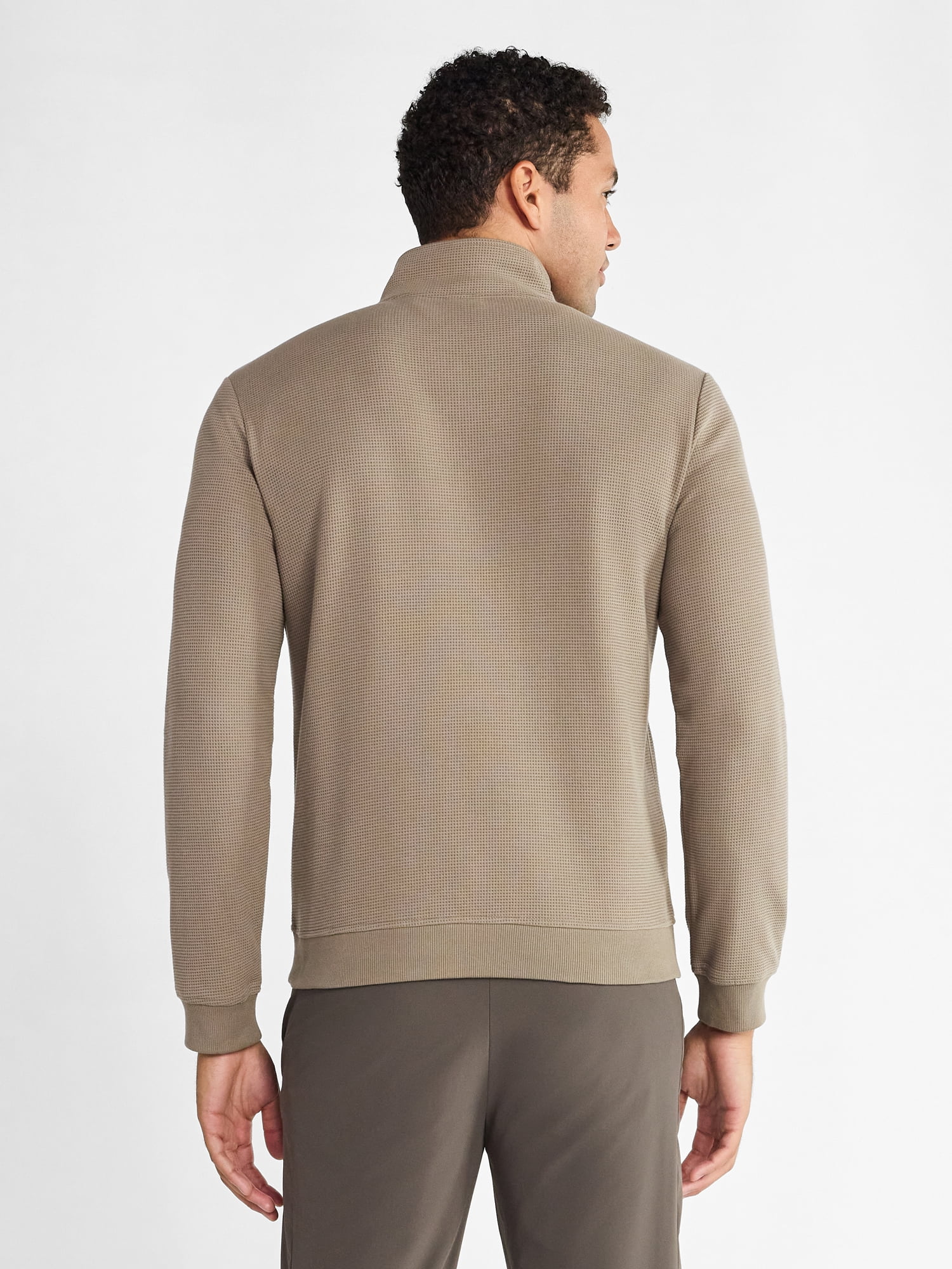 Athletic Works Men's and Big Men's Waffle Quarter Zip Pullover, Sizes S-3XL
