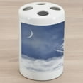 thumbnail image 1 of Nautical Ceramic Toothbrush Holder, Yacht in the Ocean Madend Shaped with Fluffy Cloudstmospheric Imaginary Sky, Decorative Versatile Countertop for Bathroom, 4.5" X 2.7", Blue White, by Ambesonne, 1 of 4
