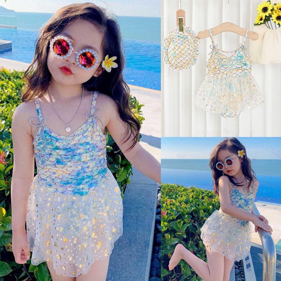 CAIXIA Toddler Swimsuit Girl 4t Casual Tropical Breathable Upf 50 Adjustable Strap Bathing Suits Girl Swim Suit Kids Padded Swimwear