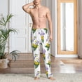 thumbnail image 5 of Uemuo Lavender Flowers Pattern Men's Wide Leg Palazzo Lounge Pants with Pockets Light Weight Loose Comfy Casual Pajama Pants-Large, 5 of 9