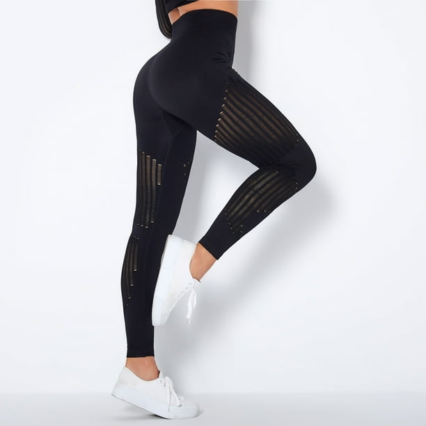 Pantalones deportivos de cintura alta con agujeros y malla para levantamiento de cadera, ajustados, para culturismo, modeladores de base, pantalones de yoga sin costuras