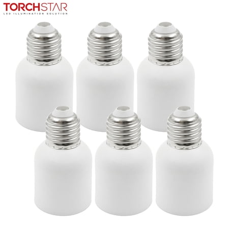 TORCHSTAR E26/E27 to E39/40 Adapter  Standard Screw Base to Mogul Base Socket Adapter Converter  Anti-burning  Heat-resistant  No Fire Hazard  Pack of 6