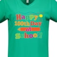 thumbnail image 4 of Inktastic Happy 100th Day of School Women's V-Neck T-Shirt, 4 of 5