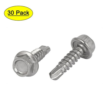 

M4.2x16mm #8-18 Thread Hex Washer Head Self Tapping Drilling Screws Bolts 30 Pcs