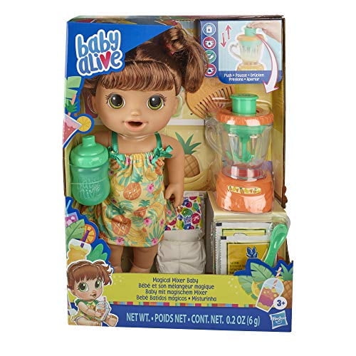 Baby Alive Magical Mixer Doll, Tropical Treat with Blender Accessories, Brown Hair, Ages 3 and Up