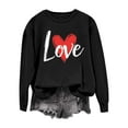thumbnail image 7 of Enjoytime Valentines Day Womens Sweatshirt Heart Printed Crewneck Long Sleeve Shirts Cute Loose Casual Pullover Tops Black XXL, 7 of 7