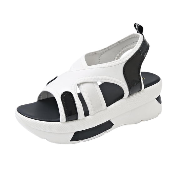 Women's Sandals Wedge Breathable Open Toe Summer Women's Trendy Solid Color Ankle Strap Women Footwear Women's Fashionable Casual Versatile Summer Fashion Beach Shoes White 8.5
