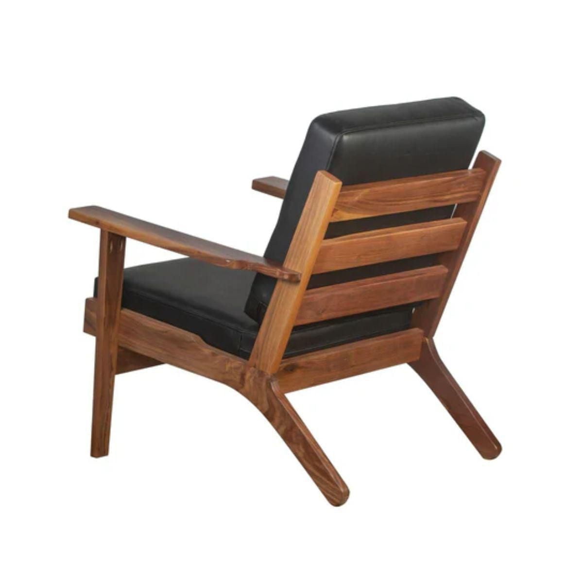 Casic Lounge Chair With Genuine Leather And Solid Wood Frame