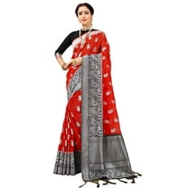Sarees for Women Banarasi Art Silk Silver Zari Saree l Indian Ethnic Wedding Diwali Gift Sari with Unstitched Blouse