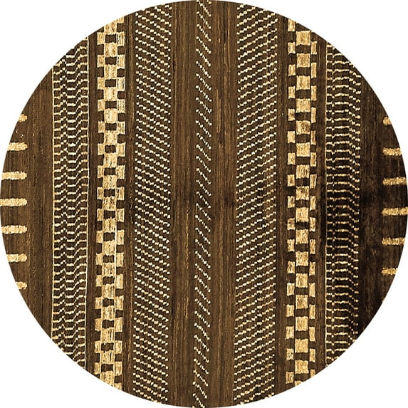 Ahgly Company Indoor Round Abstract Brown Modern Area Rugs, 3' Round