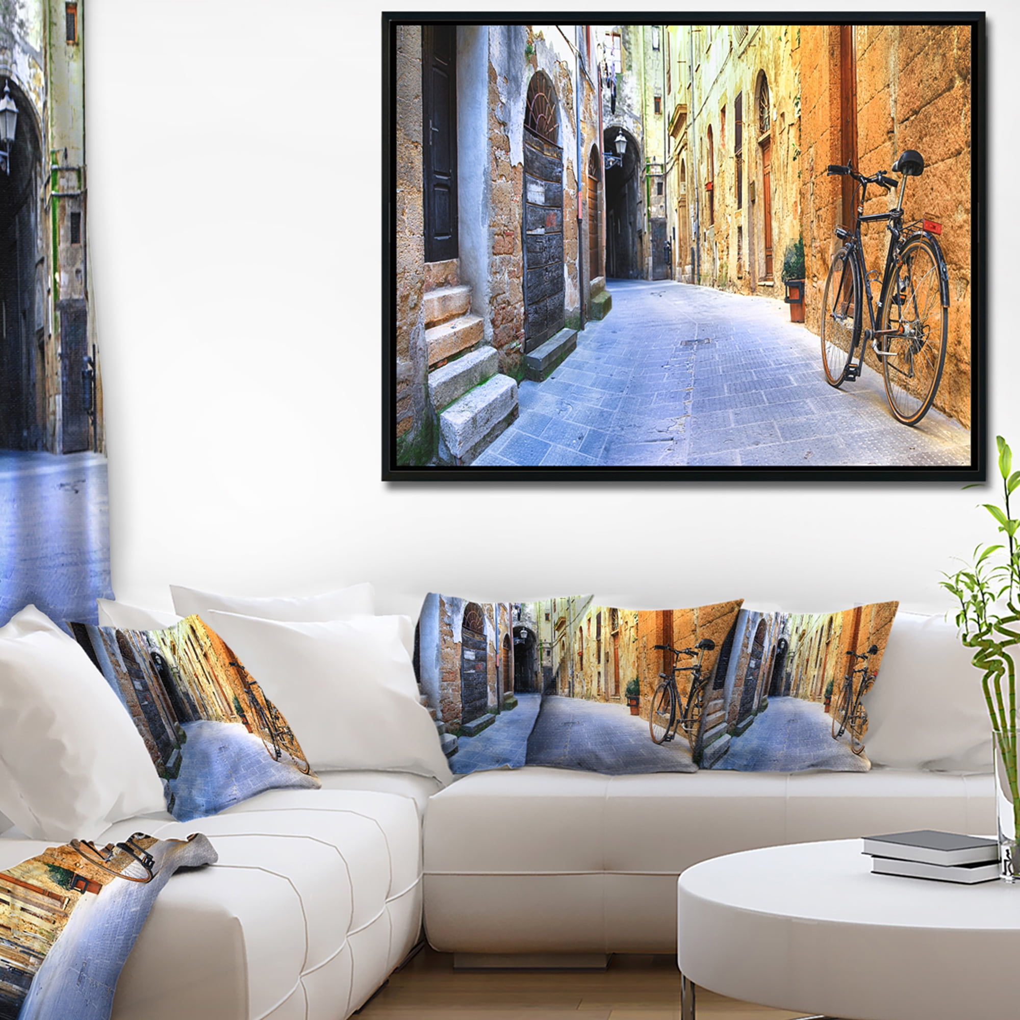 Design Art Pictorial Street of Old Italy Framed Canvas Art Print