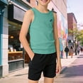 thumbnail image 2 of YDFCWXW Kids Boys Workout Tank Top Sports Baselayer Sleeveless Gym Training Tee Tops Activewear (Green, 11-12 Years), 2 of 8